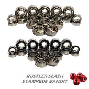 Bearing Set for TRAXXAS 2WD Rustler Slash Stampede Bandit 19 RUBBER/METAL Seals - Picture 1 of 22