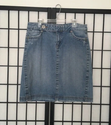 Falda para mujer vintage 2000’s azul asfalto talla 7 denim desgastado lavado claro Foto 1 de 4