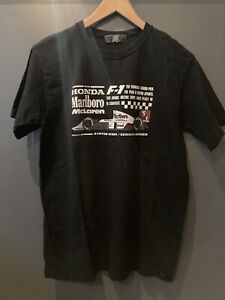Vintage F1 Honda Marlboro McLaren Ayerton Senna Gerhard Berger T Shirt Japan Ed.