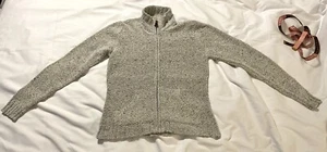 Columbia Womens Cardigan Sweater Large Beige Full Zip High Neck Pockets - Picture 1 of 13