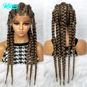 Synthetic Lace Front Braided Wig Transparent Lace Front Braid Wig With Baby Hair - Picture 1 of 12