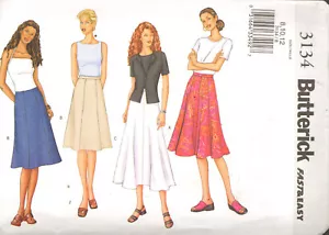 Falda acampanada Butterick 3134 patrón de costura para mujer talla 8-10-12 sin cortar - Imagen 1 de 2