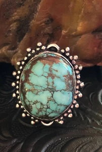Anello Nuvola Montagna Turchese Sole Fiore 7,5 Web Matrix Artigianale Sud-Ovest - Foto 1 di 3