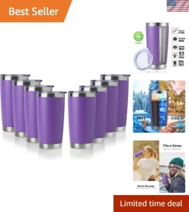 20 Unzen Edelstahl Becher Großpackung mit Deckel, Doppelwandig Vakuumisoliert Reise... - Bild 1 von 8