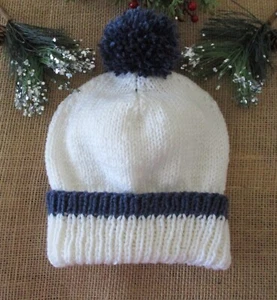 Handmade Knit Hat with Cuff - 100% Washable Acryic - Size Teen or Sm. Adult - Picture 1 of 3
