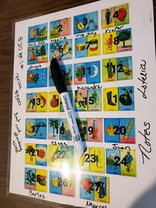 Clement Image LOTERIA BINGO CHALUPA 1 FOGLIO LOTTERIA 1 pennarello cancellazione a secco nomi nota - Foto 1 di 3