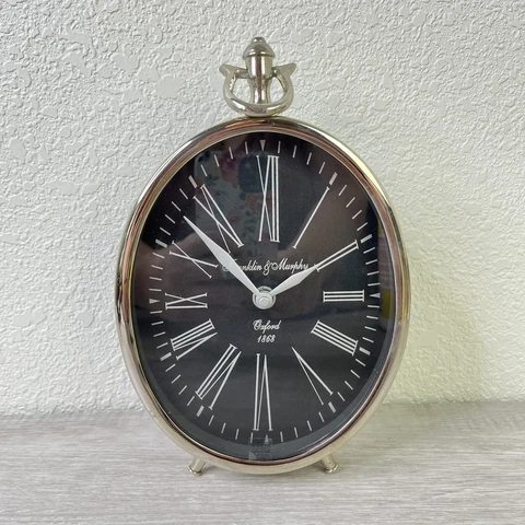 Two's Company Franklin & Murphy Oxford 1868 Oval Roman Numeral Desk Clock Cover