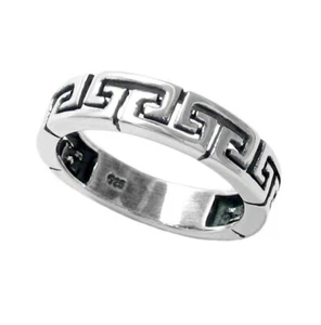 925 Sterling Silber Griechischer Schlüssel Damen Ehering Ring - Bild 1 von 2