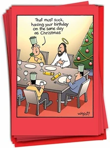 12x NobleWorks lustige Weihnachtskarten mit Umschlägen - Geburtstag zu Weihnachten saugt - Bild 1 von 6