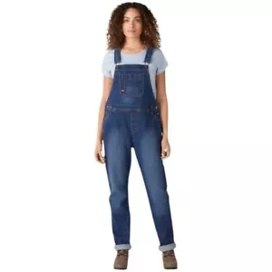 Dickies Women's Denim Boyfriend Fit Bib Overalls Blue NWT Size XS Relaxed fit - Picture 1 of 12