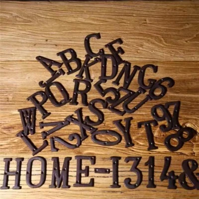 US Cast Wrought Iron Black Antique House Door Address Alphabet Letters Numbers - Image 1 of 4