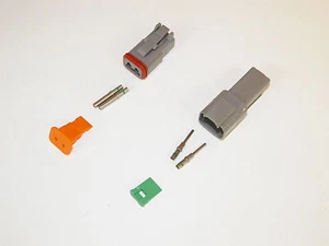 2X GRAY DEUTSCH DT SERIES CONNECTOR SET 14-16-18 GA SOLID NICKEL TERMINALS - Picture 1 of 1