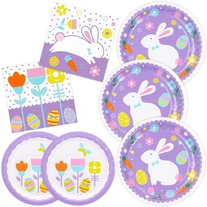 Happy Easter Party Supplies 150 Count, Easter Bunny Disposable Tableware Set ... - Picture 1 of 6