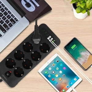 Steckdosenleiste 8-Fach 3 USB Mehrfachsteckdose mit Flachstecker und Schalter DE - Bild 1 von 13