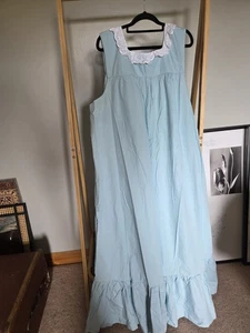 Vintage Scottish Hand Made Long Maxi Duck Egg Blue White Victorian Dress Unique - Picture 1 of 12