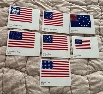 Historic US Flag Postcards Pre-printed 20-cent Lot of 7 Unused cards - Image 1 of 2