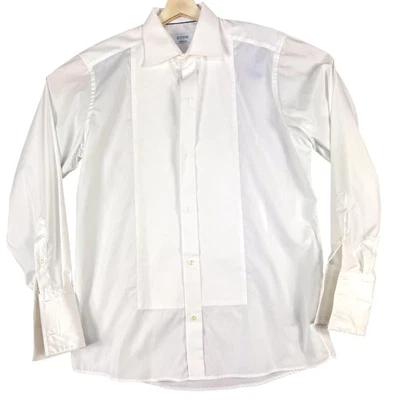 Eton Tuxedo Dress Shirt Mens 16 41 White Pique Bib Front French Cuffs Formal - Image 1 of 4