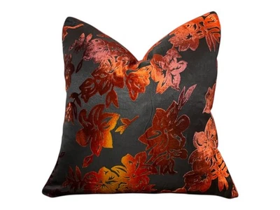 Crimson Ember Burnout Velvet Luxury Decorative Throw Pillow (insert included) - Image 1 of 4