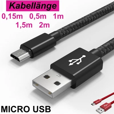 Ladekabel Micro USB Datenkabel Kabel für SAMSUNG Original LG Huawei Smartphone - Bild 1 von 4