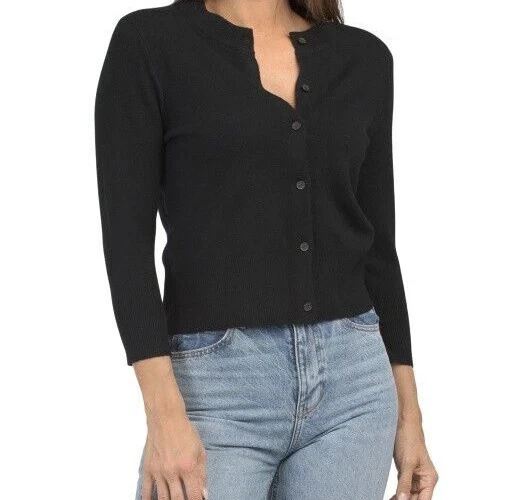 Vince Shrunken Cardigan Wool Cashmere Black S