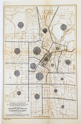 Mapa LOS ANGELES 1925 - TRÁNSITO RÁPIDO DISTRITO CENTRAL DE NEGOCIOS Original Foto 1 de 4