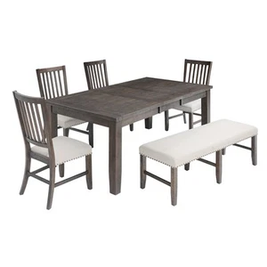 Willow Creek Rustic Distressed 78" Six-Piece Dining Set with Bench - Picture 1 of 12