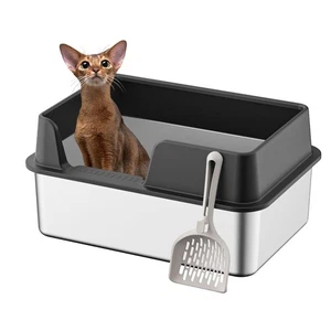Stainless Steel Cat Litter Box with Lid19.7&#8221;L x 13.8&#8221;W x 9.9&#8221;H - Picture 1 of 6