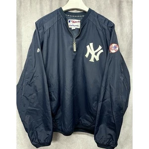 Vintage Majestic New York Yankees 1/4 Zip Pullover Navy Champs Jacket Mens XL - Picture 1 of 12