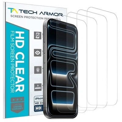 Tech Armor HD PET Film Screen Protector for Apple iPhone 17 Pro - 4 Pack - Image 1 of 4