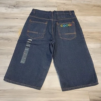 Pantalones Cortos Coogi Niños Jóvenes 20 Denim Azul Pierna Ancha Y2K Sueltos Ropa de Calle Bordada Foto 1 de 4