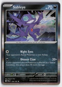 Pokemon Sableye 136/193 Holo Rare SV02: Paldea Evolved NM - Picture 1 of 2