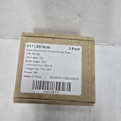 E17 Led Bulb 2W Energy Saving Warm White 2700K Pack Of 2 Home Appliance Light - Image 1 of 4