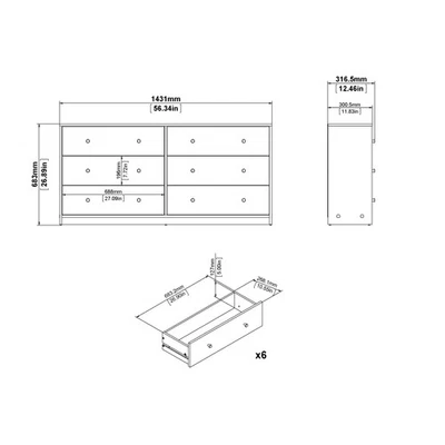 Cômoda dupla Porch & Den Zoe 6 gavetas - Imagem 1 de 4