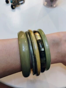 Chico's Jewelry Fashion Mixed Material Set Of 5 Bangle Bracelets Bohemian - Picture 1 of 7