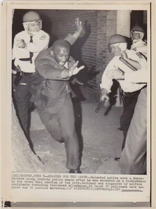 NEGRO ARRESTED & PUSHED by POLICE BOSTON MA 1967 VINTAGE CIVIL RIGHTS photo - Picture 1 of 2