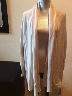 NUEVO C BY BLOOMINGDALES CACHEMIR CON PARCHE DE CUERO CÁRDIGAN CHAQUETA SUÉTER TALLA L Foto 1 de 4