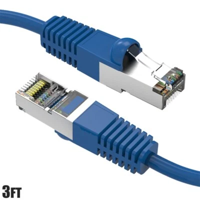 3FT Cat7 Network Ethernet LAN SSTP Cable Shielded 600MHz Copper Wire 26AWG Green - Image 1 of 4