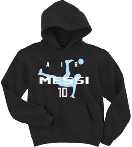 Black Lionel Messi World Cup Argentina "AIR" HOODED SWEATSHIRT - Picture 1 of 5
