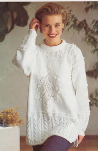 womens ladies textured tunic sweater double knit knitting pattern COPY a98 - Picture 1 of 1