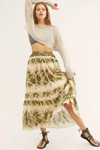 SPELL AND THE GYPSY COCO LEI MAXI SKIRT IN OLIVE/FLORAL SZ. S BNWT - Picture 1 of 3
