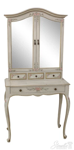 59006EC: French Floral Paint Decorated Lady’s Writing Secretary Desk Cover