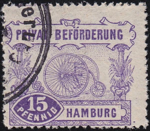 Stadtpost Hamburg 15 Pfg Eng gezähnt Mi.Nr. 15 B gestempelt Mi.Wert. 30 € (B153) - Picture 1 of 2
