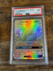 POKEMON 2017 Sun & Moon Secret Rare Full Art TAUROS GX #156 PSA 9 Mint RARE - Picture 1 of 2