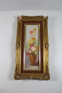 Print - Robert Cox - Flowers in Vase - Gold Ornate Frame - Damaged Frame - Picture 1 of 6