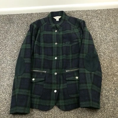 LL Bean Shirt Jacket Tweed Wool Silk Blackwatch Plaid Flecked Womens Medium - Image 1 of 4