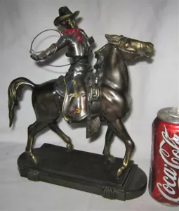 ANTIQUE K&O USA COWBOY WESTERN RODEO HORSE STATUE SCULPTURE DOORSTOP TOOL - Picture 1 of 10