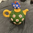 Clay Art Rooster Sun Teapot Unused Farmhouse Country Cottage Ceramic Tea Pot 