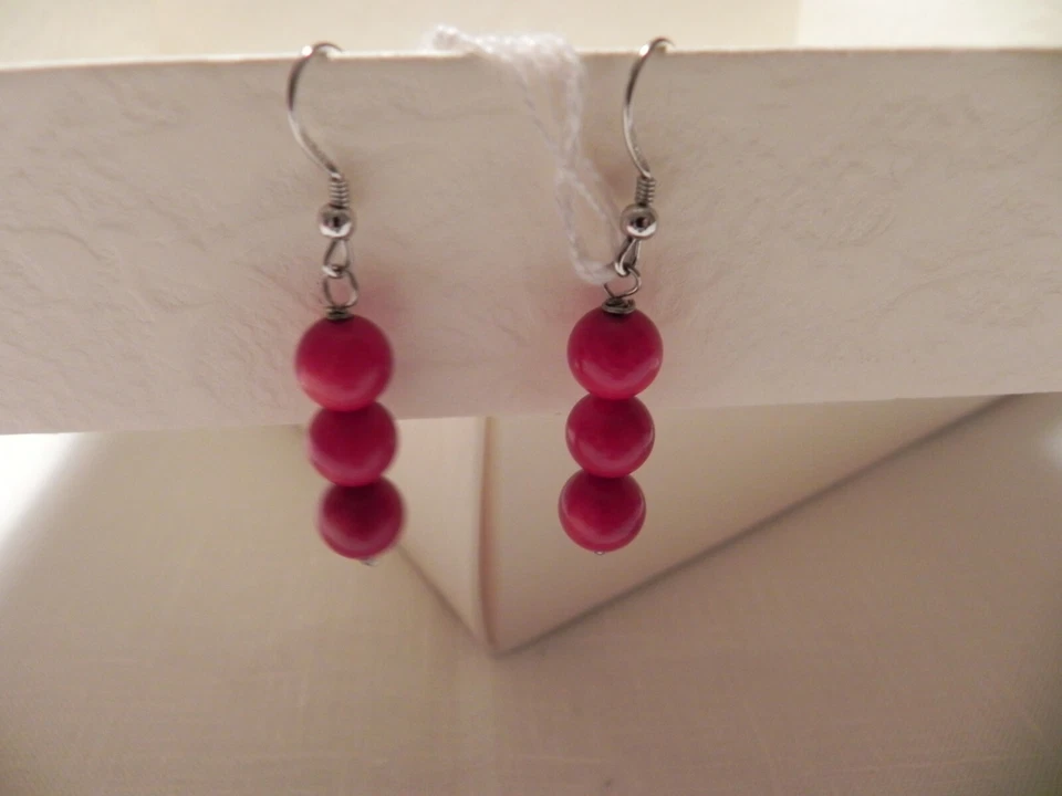 CREAZIONI - Orecchini in argento + corallo bambù - fatti a mano - BIJOUX - Immagine 1 di 1