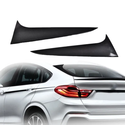 Fit For 2019-2021 BMW X4 Rear Window Spoiler Wing Side Trim Carbon Look 2pcs - Image 1 of 4