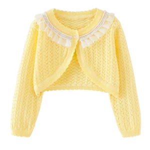 Kid Girl Knit Cardigan Sweater Bolero Jacket for Communion Christening Dress - Picture 1 of 22